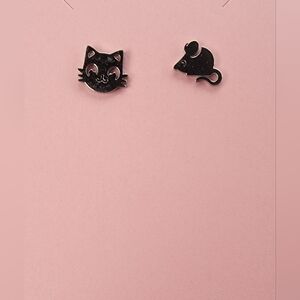 Cat & Mouse Silver Earrings